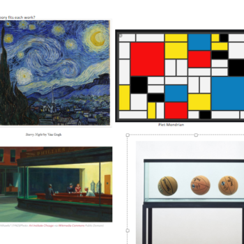 Four images illustrating major art theories