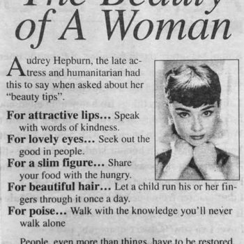 Newspaper Article of Hepburn's Inspirational Quotes