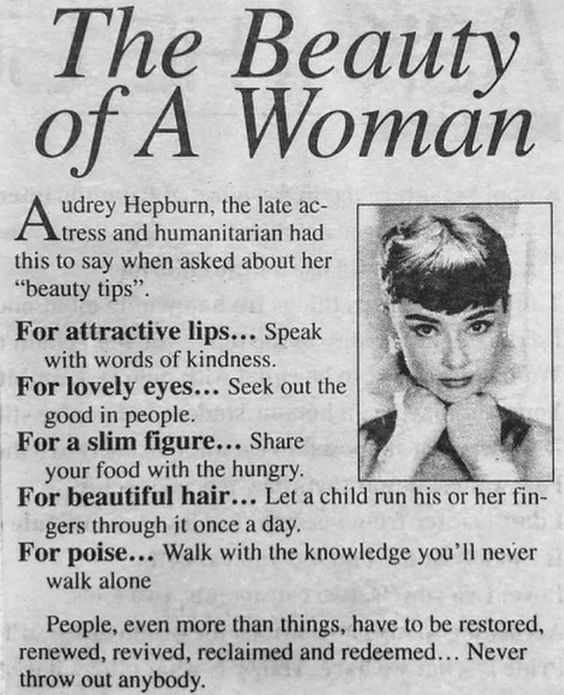 Newspaper Article of Hepburn's Inspirational Quotes