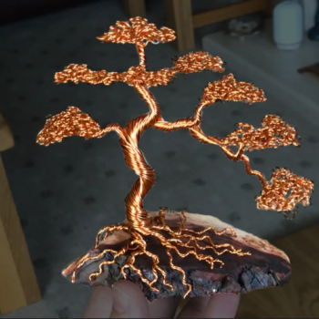 A Bonsai Tree created from strands of copper wire twisted together