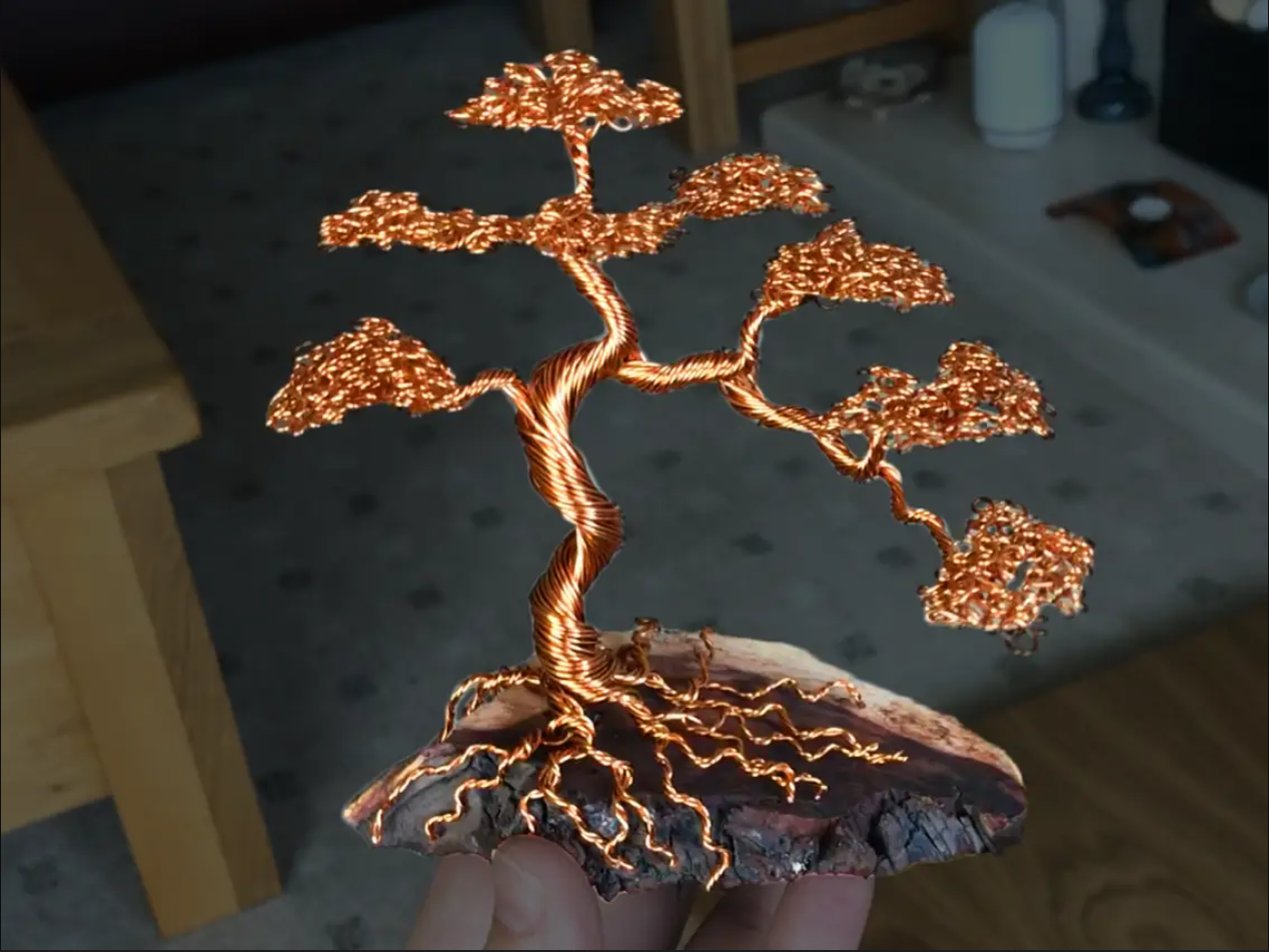 A Bonsai Tree created from strands of copper wire twisted together