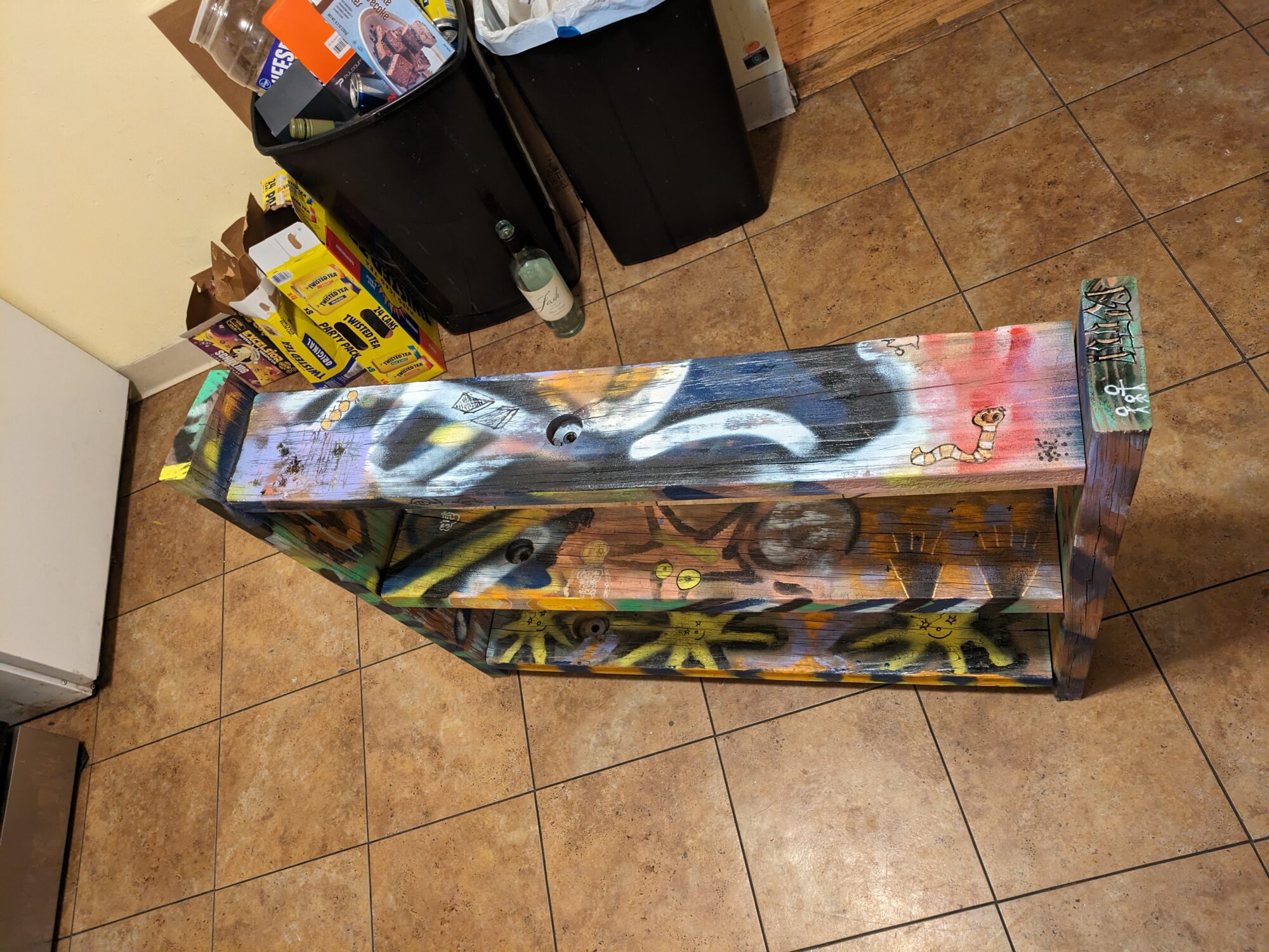 Graphiti Shoe Rack Graffitied Skateboard Shoe Rack – Aesthetics of Design